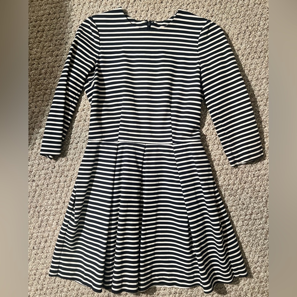 Navy and White Striped Long Sleeve Dress